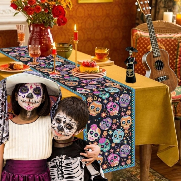 NIP! Sugar Skulls Table Runner 13x72 - Picture 3 of 3
